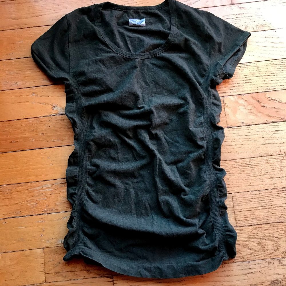 Athleta Forest Green Side Ruched Athletic Top